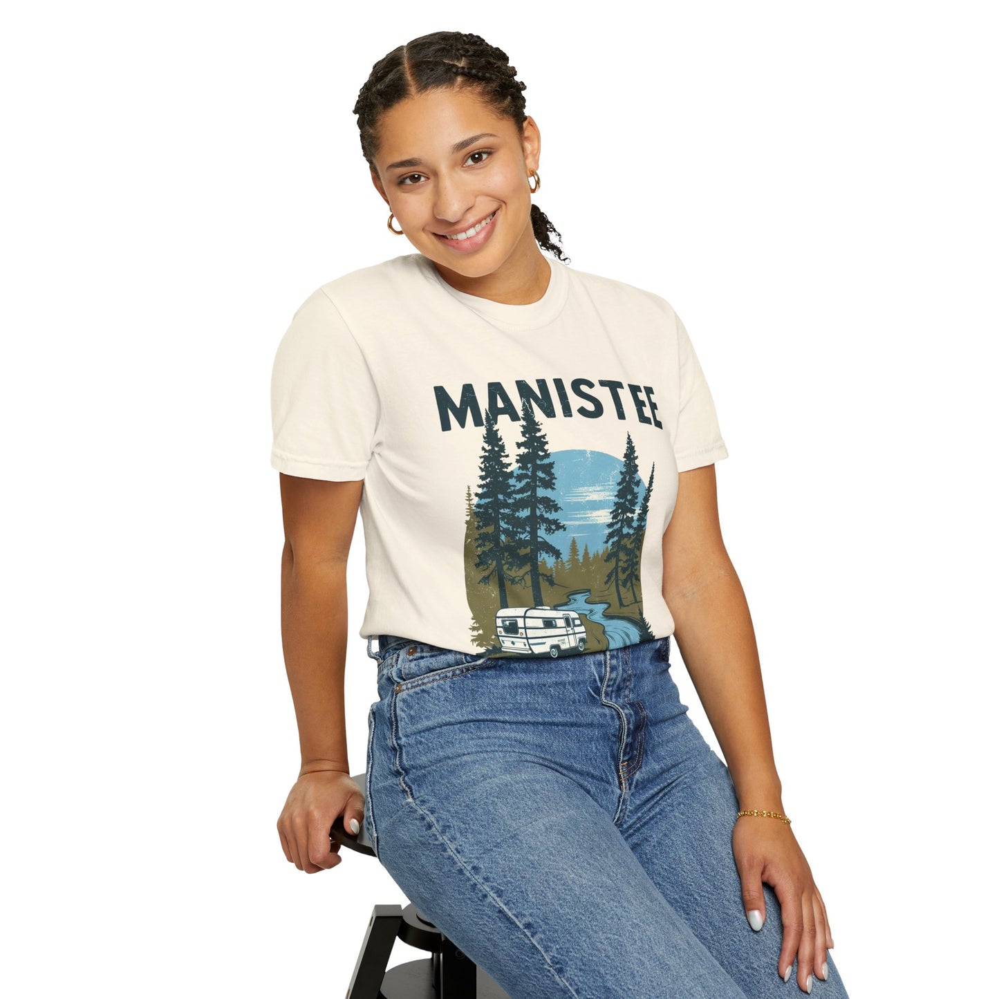 Manistee National Forest RV T-Shirt β Unisex Michigan Camping Tee with Trees & Camper Van Design