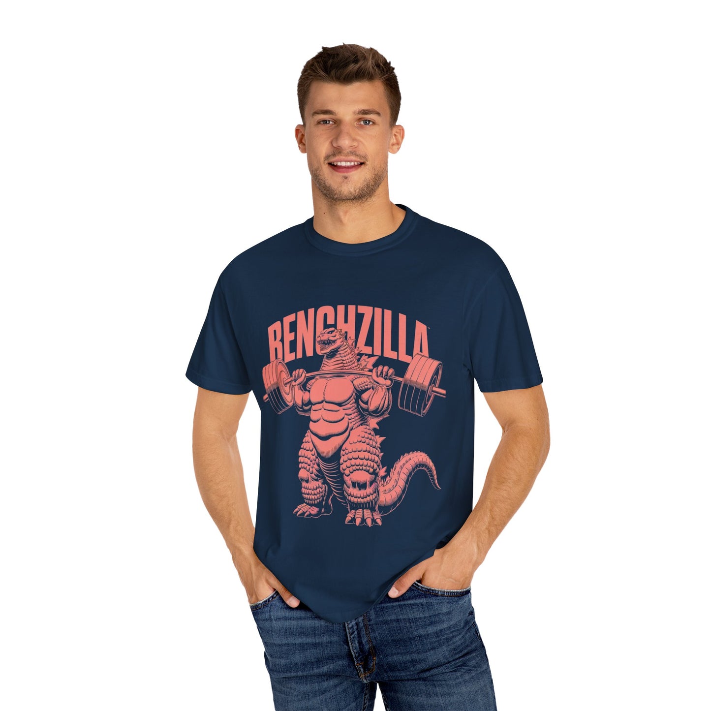 Benchzilla Gym Tee – Godzilla Lifting Parody Shirt