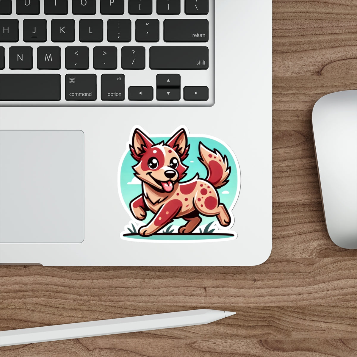 Red Heeler Cartoon Sticker – Cute Australian Cattle Dog Vinyl Decal