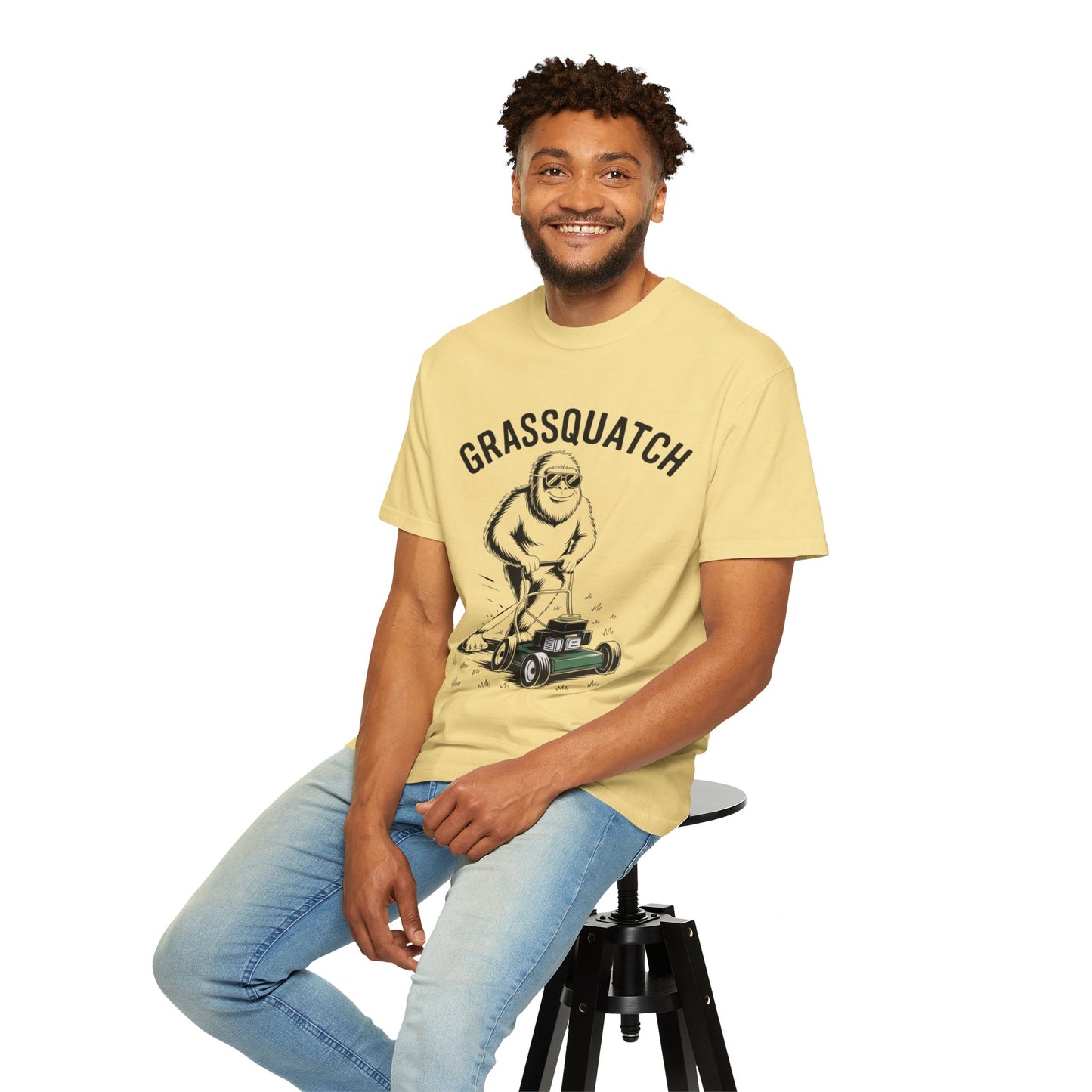 Grassquatch Lawn Mowing Tee – Funny Bigfoot Yardwork Shirt