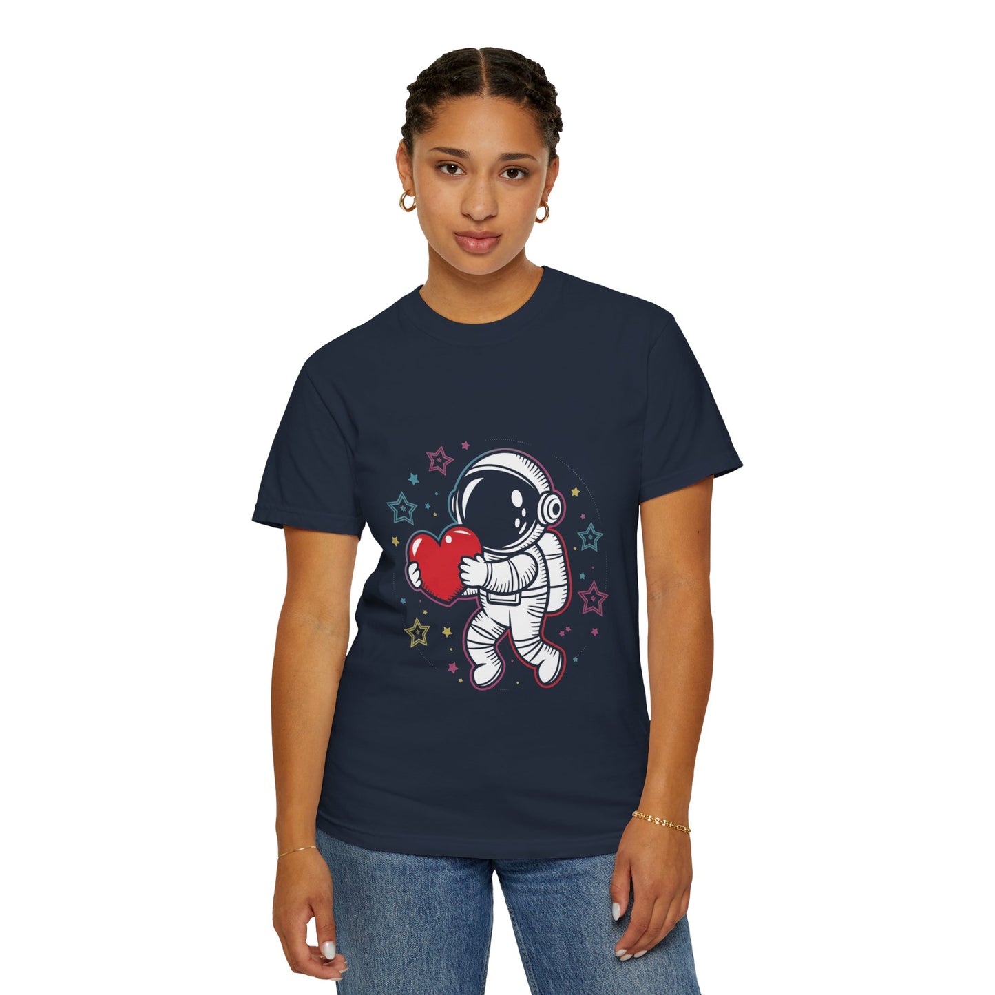 Space Love Astronaut Tee – Cute Heart and Stars Shirt