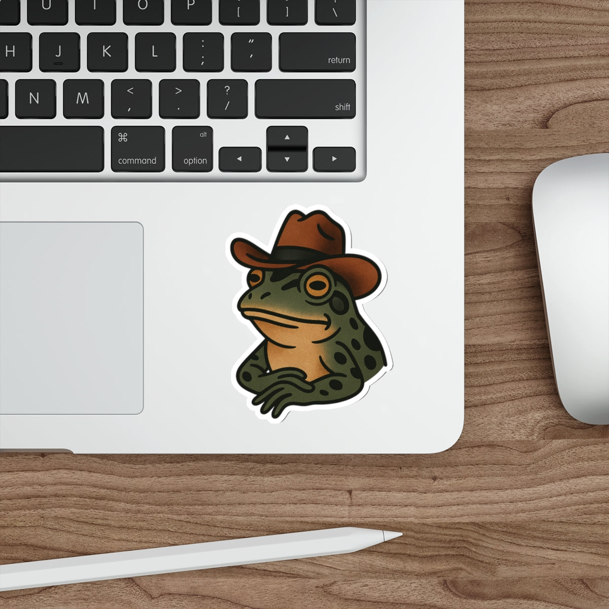 Cowboy Frog Sticker – Western Tattoo Style Vinyl Decal