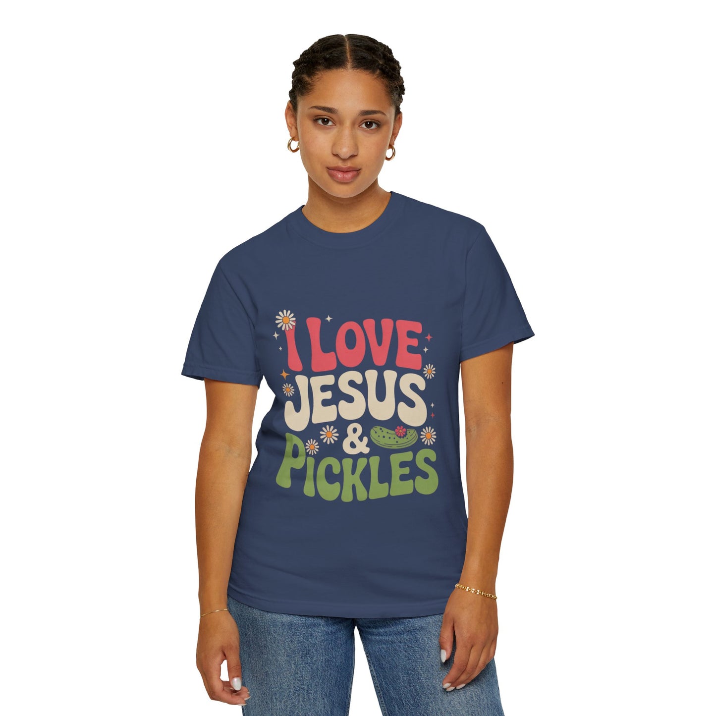 I Love Jesus & Pickles Tee – Faith Meets Flavor Comfort Colors T-Shirt