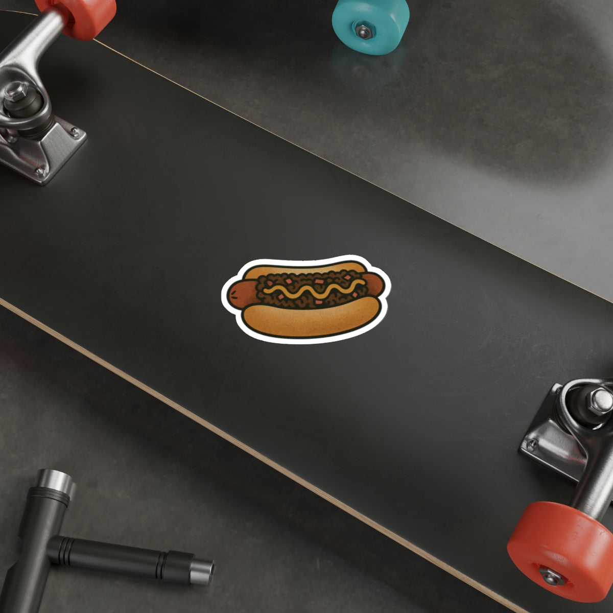 Chili Dog with Mustard Sticker – Tattoo Style Food Vinyl Decal