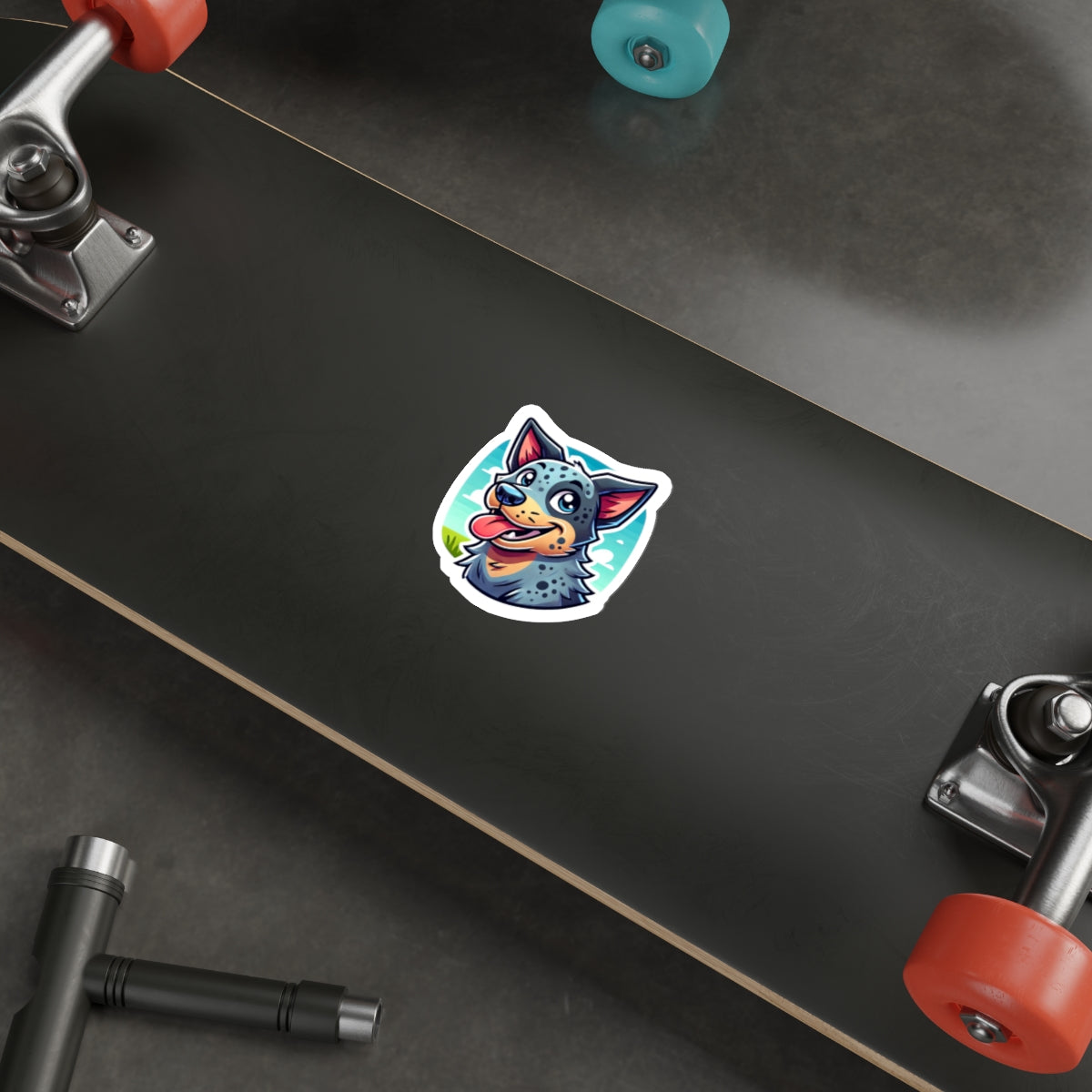 Cartoon Blue Heeler Sticker – Cute Australian Cattle Dog Vinyl Decal