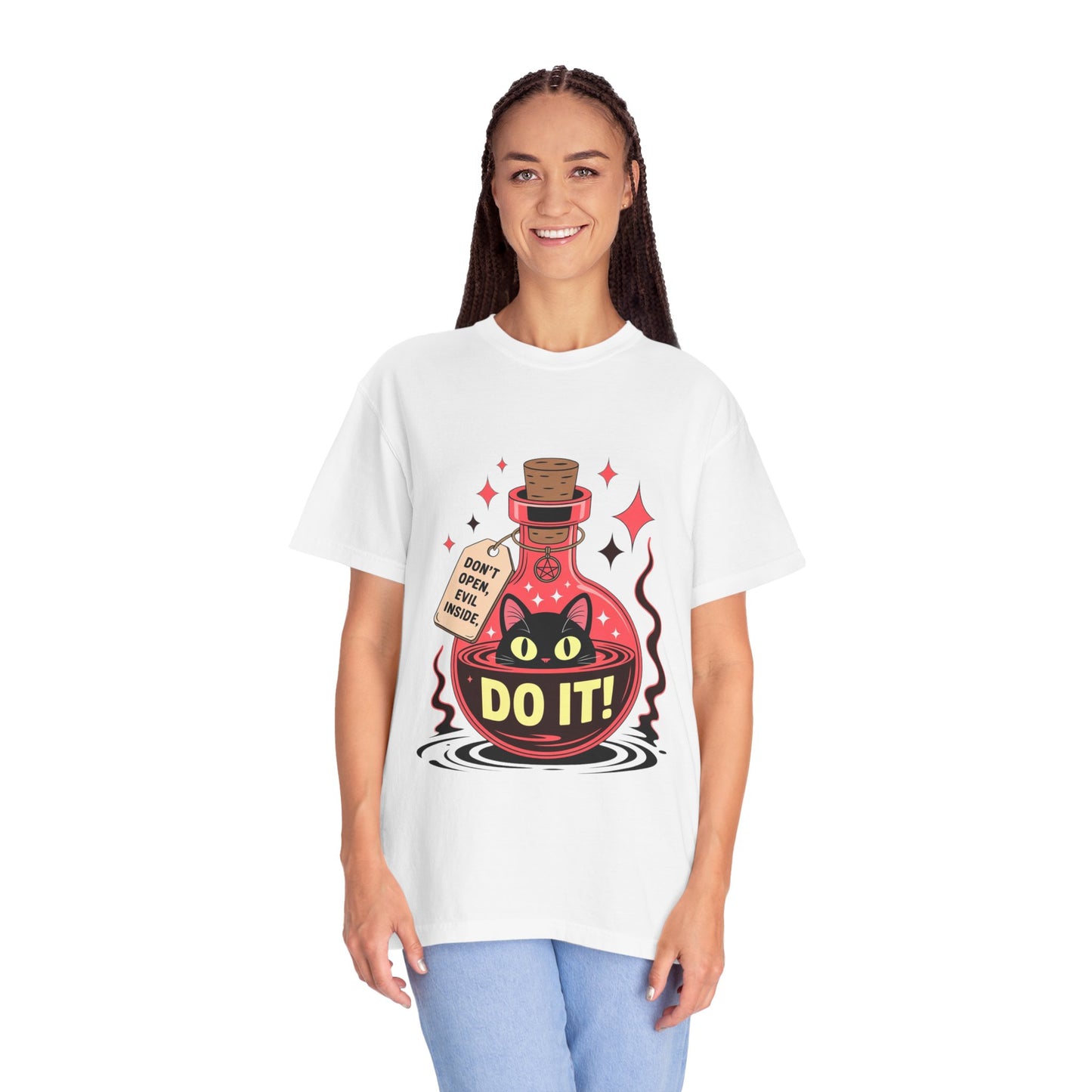 Evil Cat Potion Tee – Gothic Bottle Familiar Comfort Colors T-Shirt