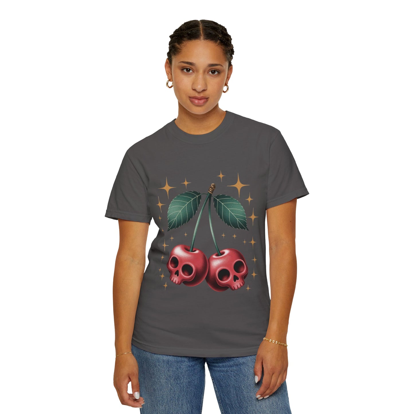Cherry Skulls Tee – Dark Fruit Comfort Colors Graphic T-Shirt