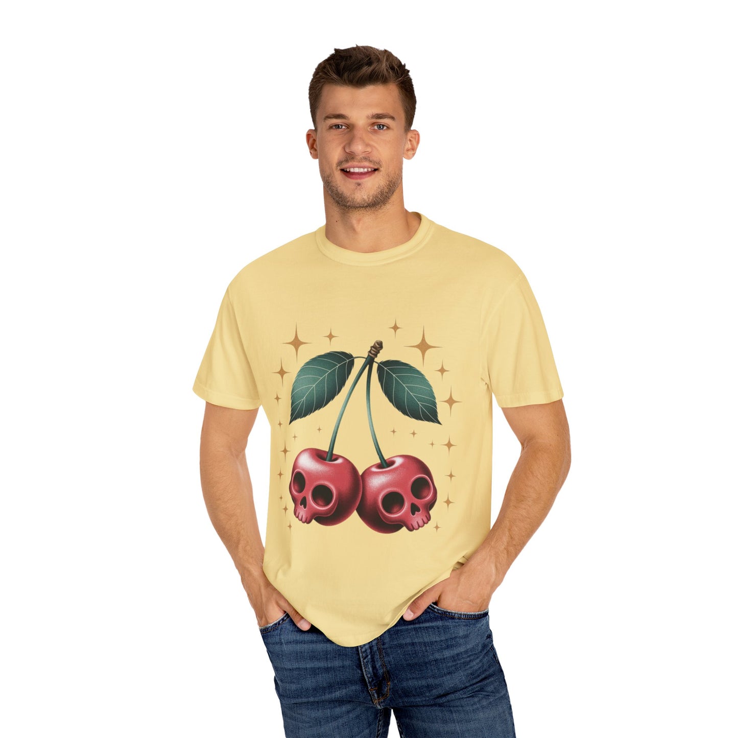 Cherry Skulls Tee – Dark Fruit Comfort Colors Graphic T-Shirt