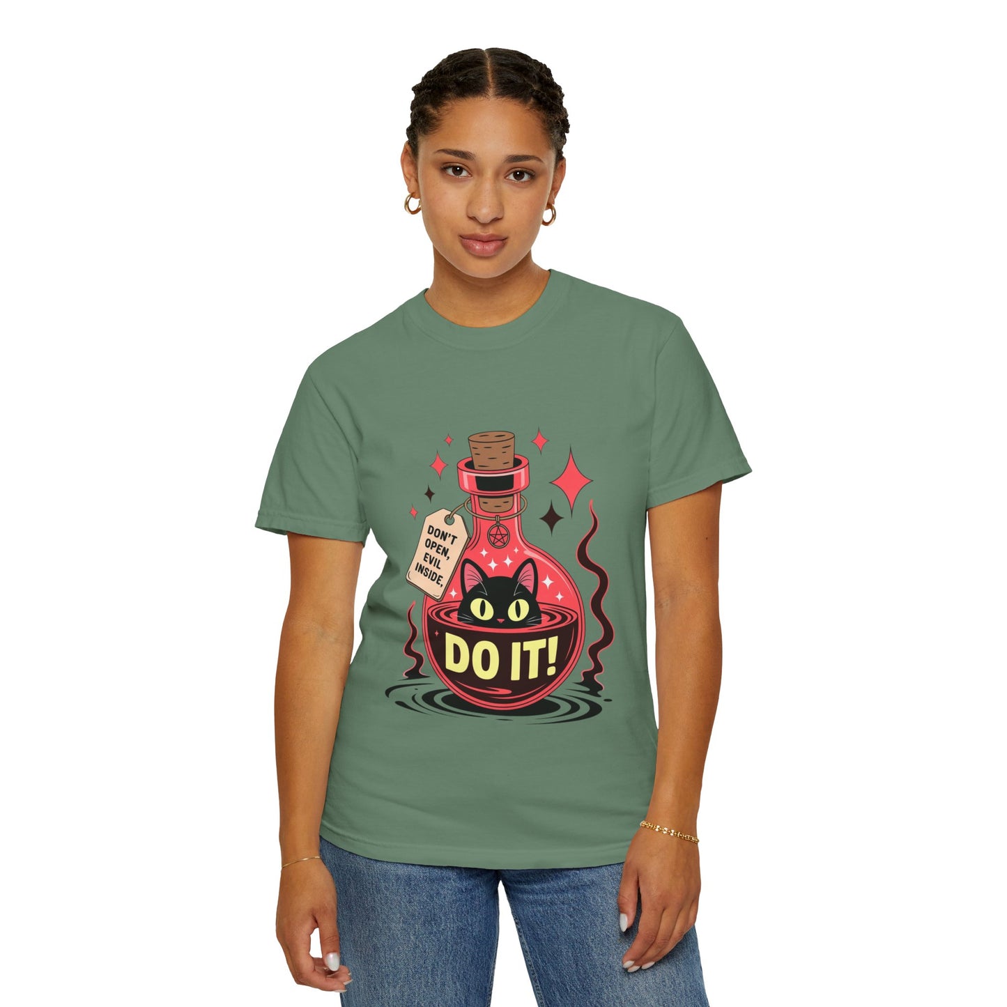 Evil Cat Potion Tee – Gothic Bottle Familiar Comfort Colors T-Shirt