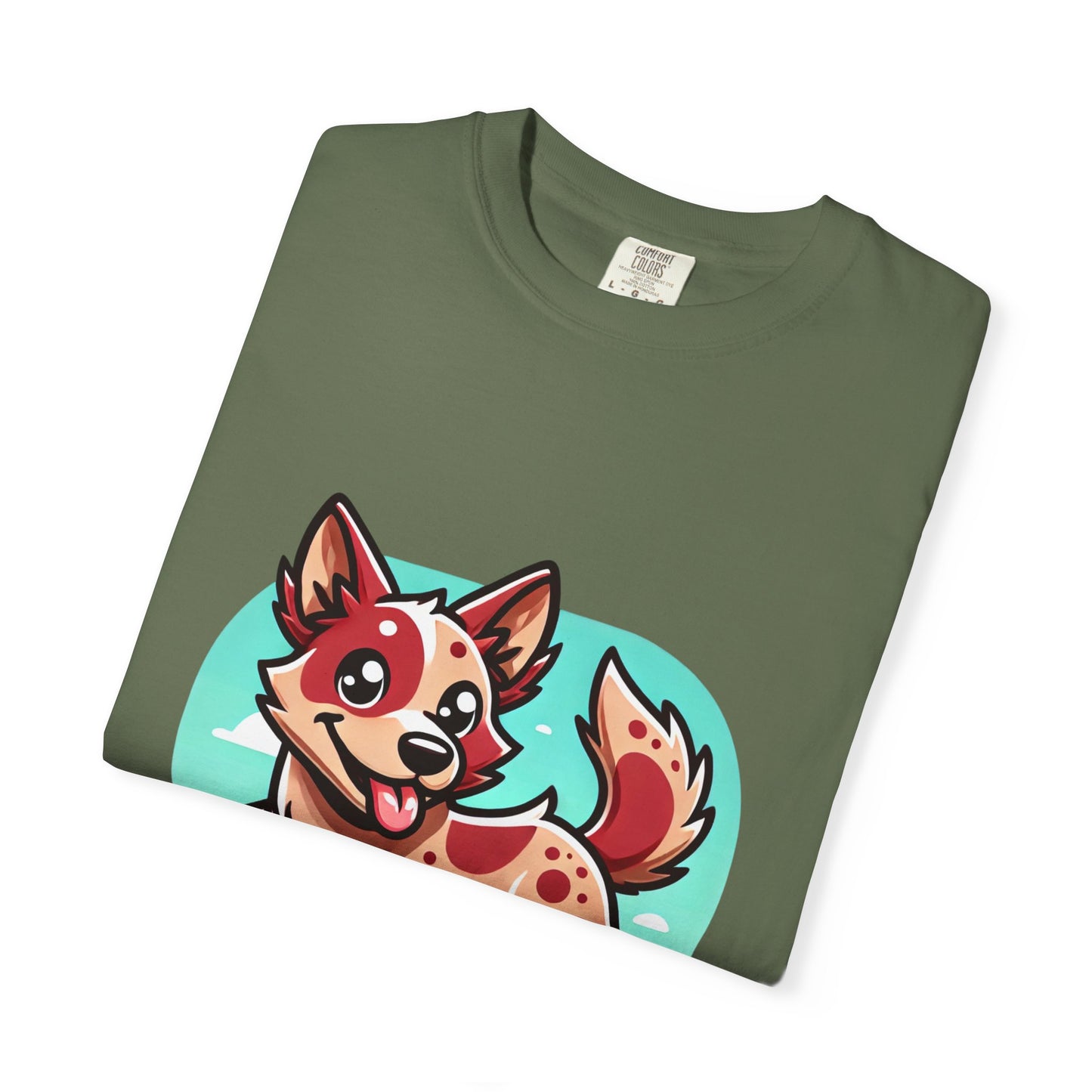 Playful Red Heeler Cartoon Dog T-Shirt – Comfort Colors Unisex Garment-Dyed Tee