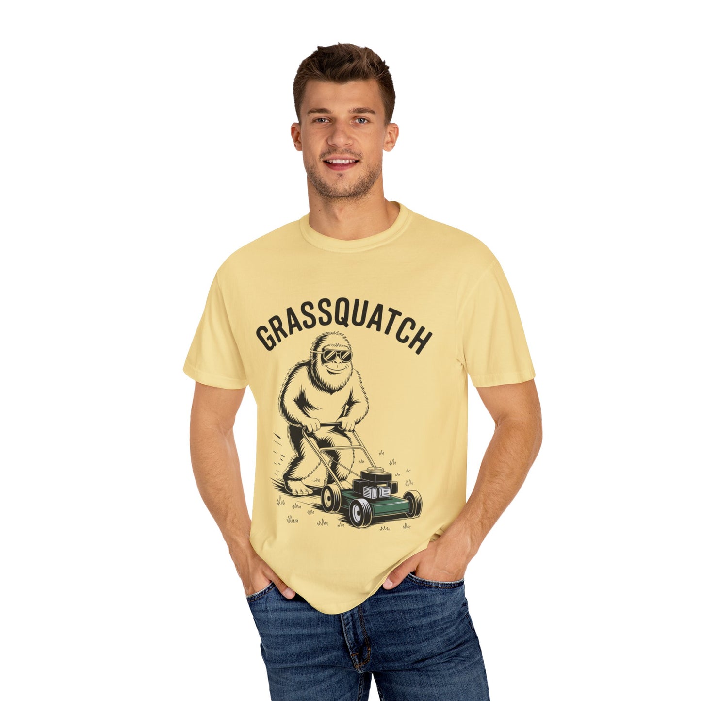 Grassquatch Lawn Mowing Tee – Funny Bigfoot Yardwork Shirt