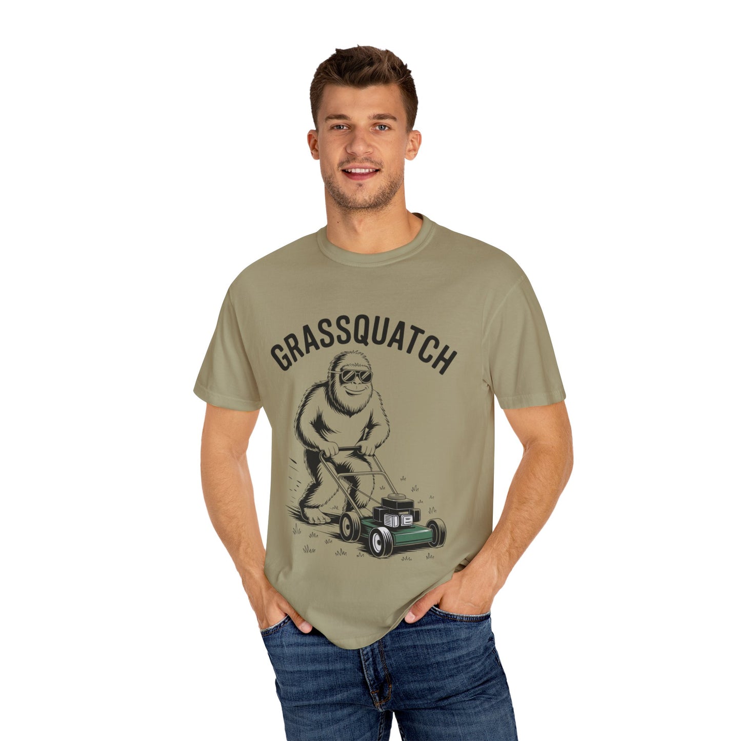Grassquatch Lawn Mowing Tee – Funny Bigfoot Yardwork Shirt