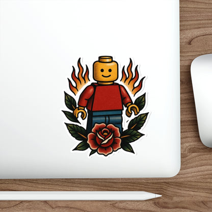 Lego-Inspired Flame Rose Sticker – Toy & Tattoo Mashup Vinyl Decal