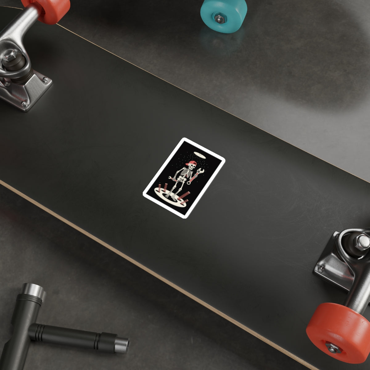 UFO Mechanic Skeleton Sticker – Die-Cut Vinyl Sticker
