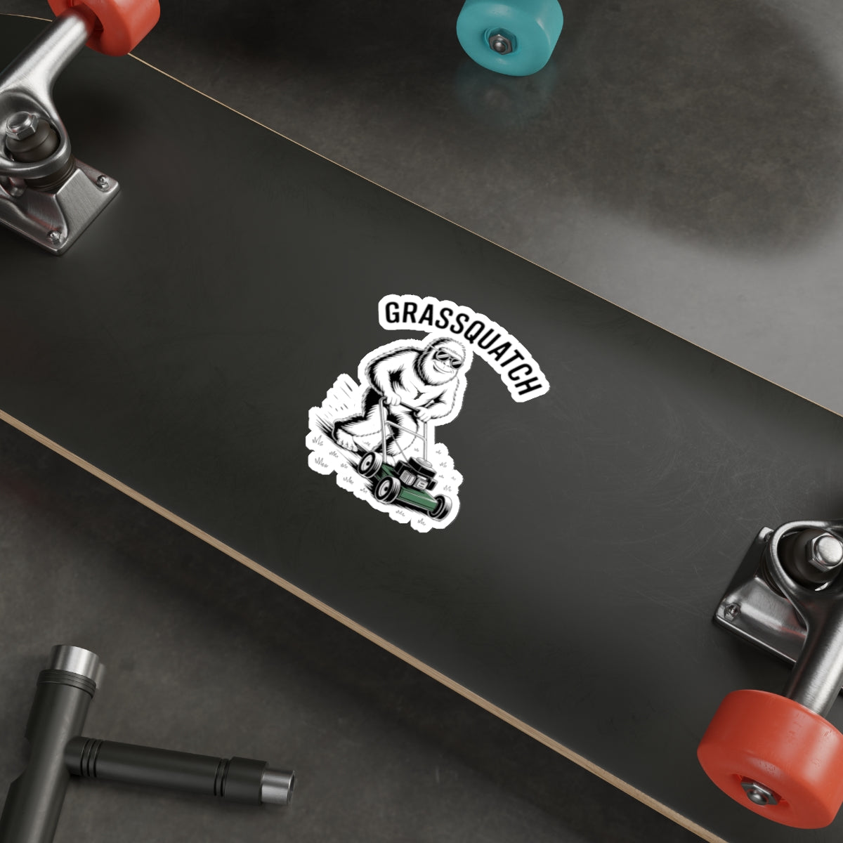 Grassquatch Lawn Mowing Sticker – Die-Cut Vinyl Sticker