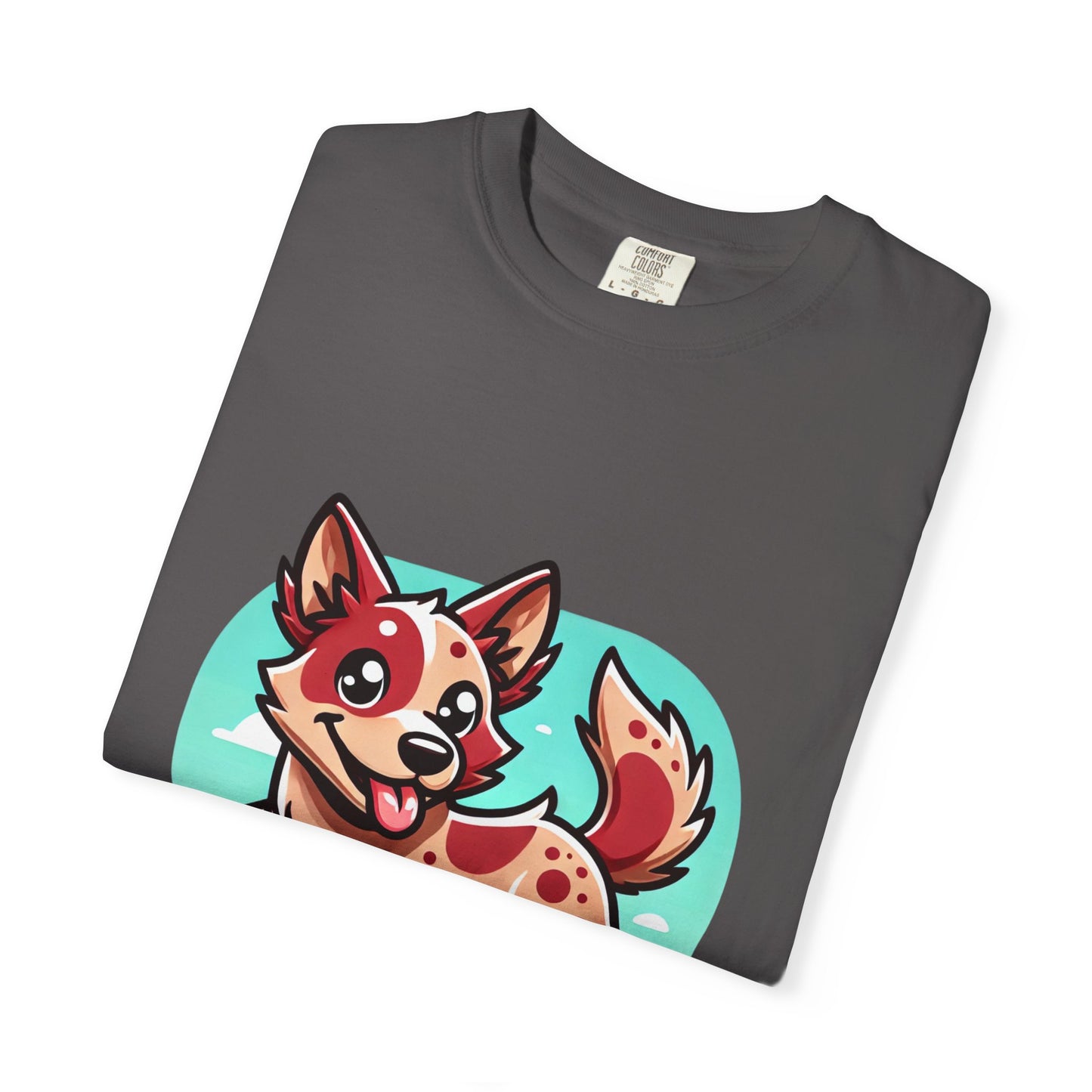 Playful Red Heeler Cartoon Dog T-Shirt – Comfort Colors Unisex Garment-Dyed Tee