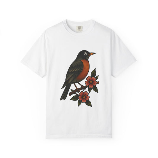 Robin & Wildflower Tattoo Tee – Comfort Colors Unisex Garment-Dyed T-Shirt