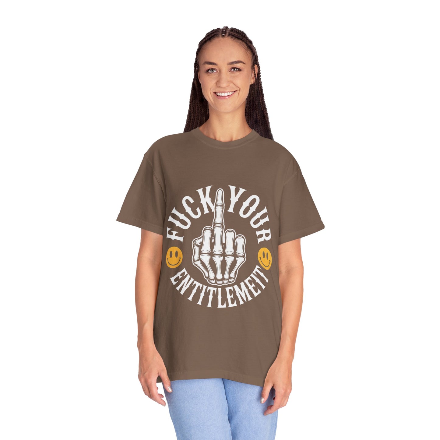 F*ck Your Entitlement Tee – Skeleton Middle Finger Comfort Colors T-Shirt