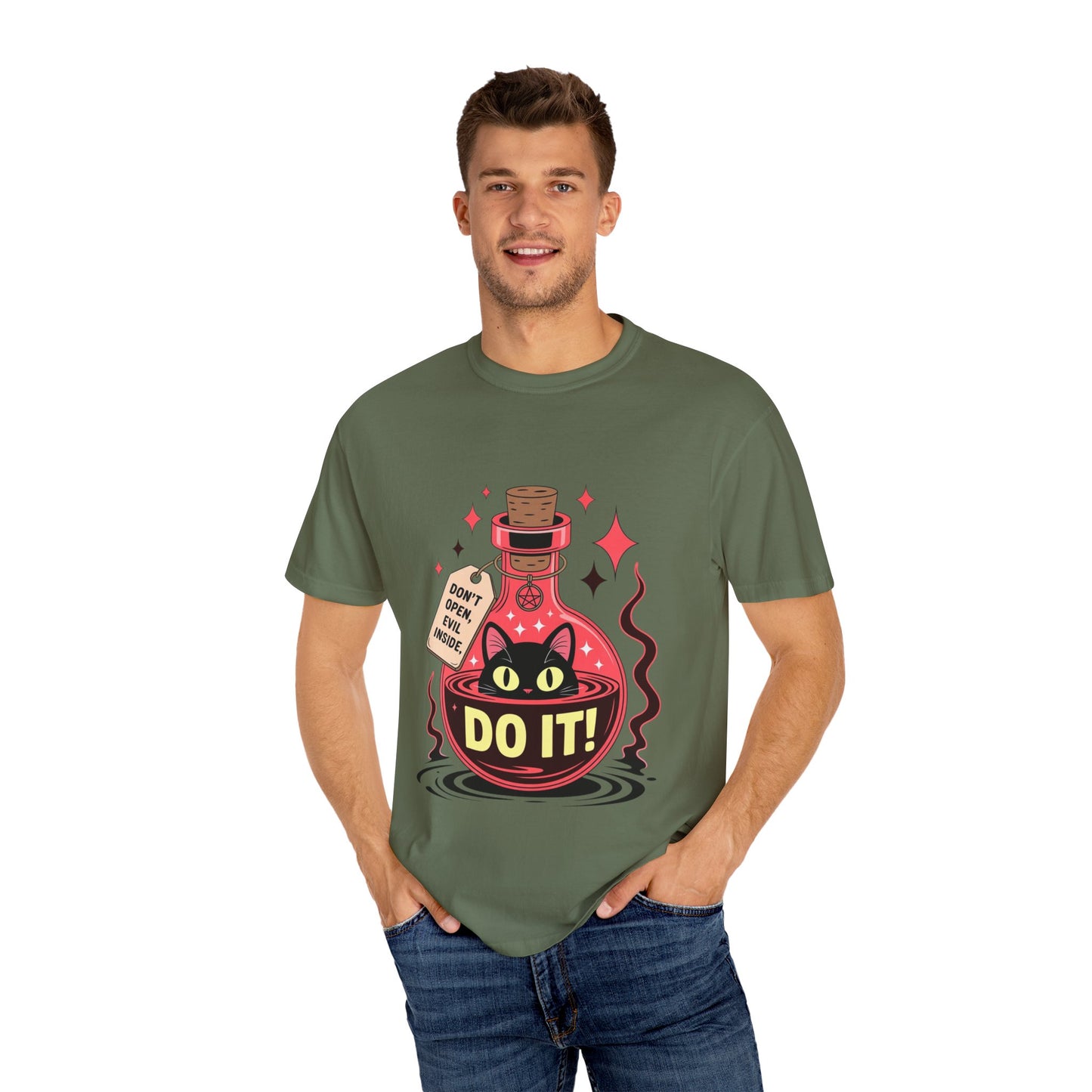 Evil Cat Potion Tee – Gothic Bottle Familiar Comfort Colors T-Shirt
