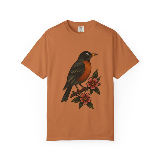 Robin & Wildflower Tattoo Tee – Comfort Colors Unisex Garment-Dyed T-Shirt