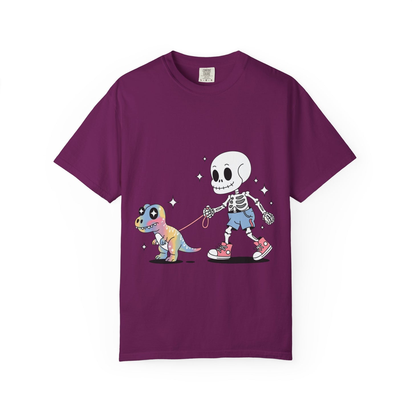 Dino Walk Tee – Skeleton Walking Rainbow Dinosaur Shirt