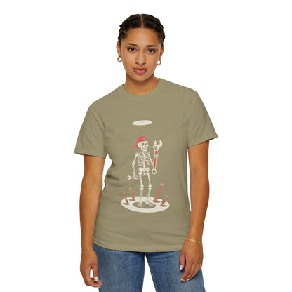 UFO Mechanic Skeleton Tee – Alien Abduction Fixer Shirt