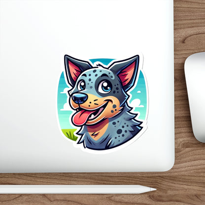 Cartoon Blue Heeler Sticker – Cute Australian Cattle Dog Vinyl Decal