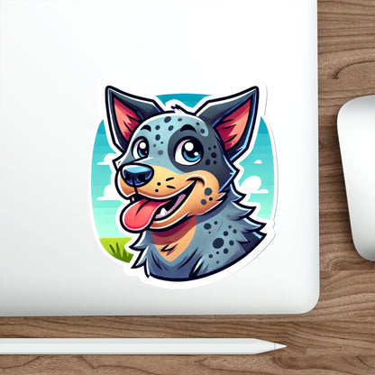 Cartoon Blue Heeler Sticker – Cute Australian Cattle Dog Vinyl Decal
