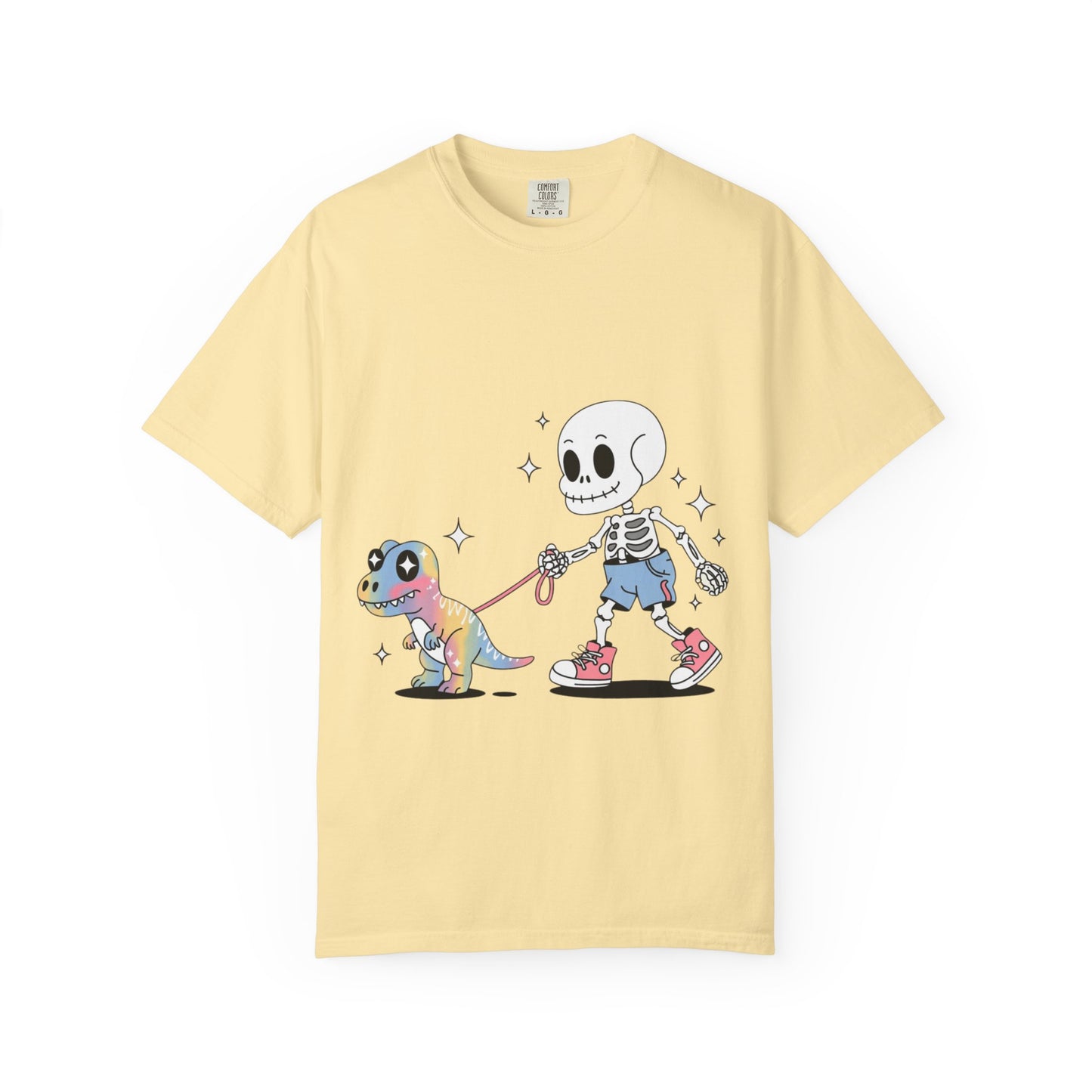 Dino Walk Tee – Skeleton Walking Rainbow Dinosaur Shirt