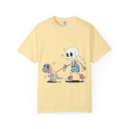 Dino Walk Tee – Skeleton Walking Rainbow Dinosaur Shirt