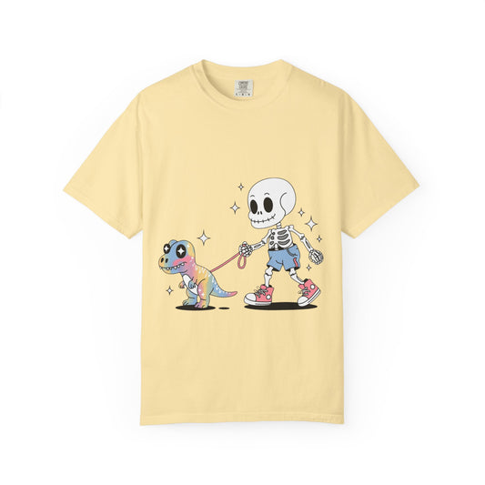 Dino Walk Tee – Skeleton Walking Rainbow Dinosaur Shirt