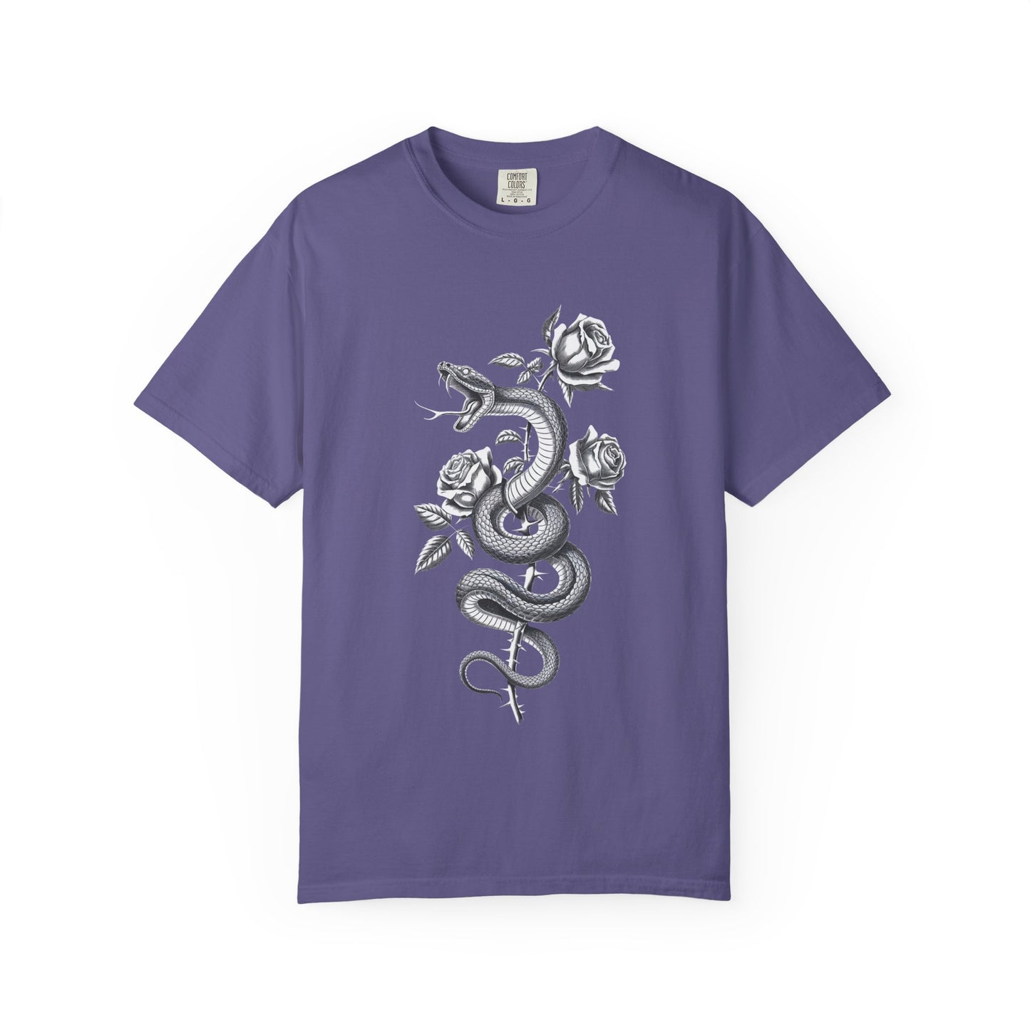 Snake and Rose Blackout Tee – Traditional Tattoo Art Shirt