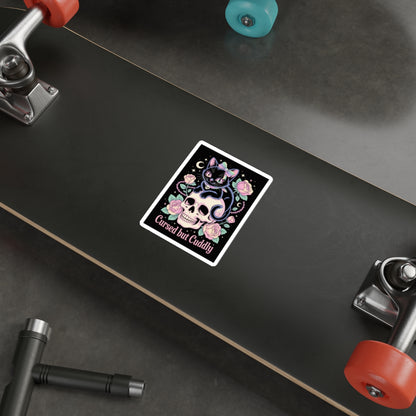 Cursed but Cuddly Cat Sticker – Die-Cut Vinyl Sticker