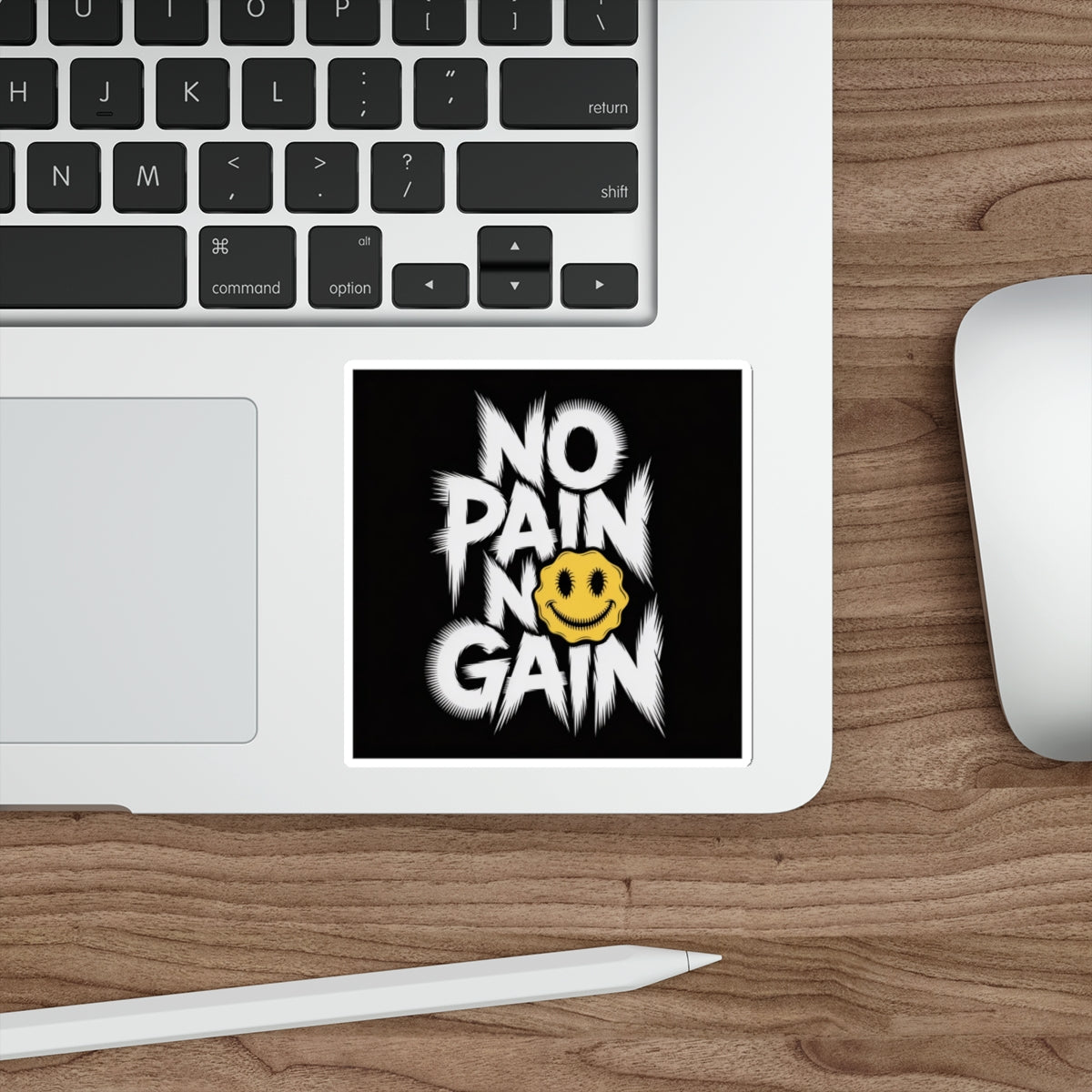 No Pain No Gain Smiley Sticker – Die-Cut Vinyl Sticker