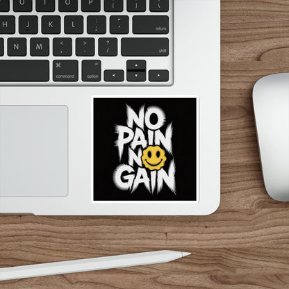 No Pain No Gain Smiley Sticker – Die-Cut Vinyl Sticker