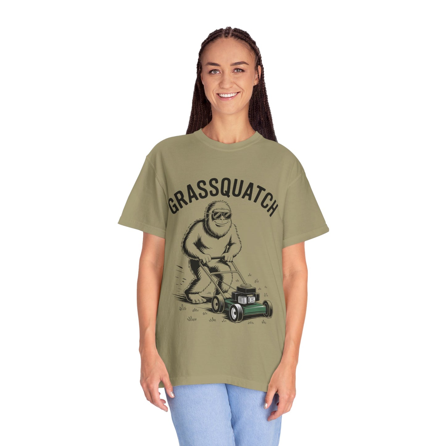 Grassquatch Lawn Mowing Tee – Funny Bigfoot Yardwork Shirt