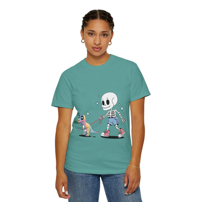 Dino Walk Tee – Skeleton Walking Rainbow Dinosaur Shirt