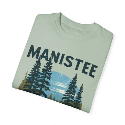 Manistee National Forest RV T-Shirt – Unisex Michigan Camping Tee with Trees & Camper Van Design