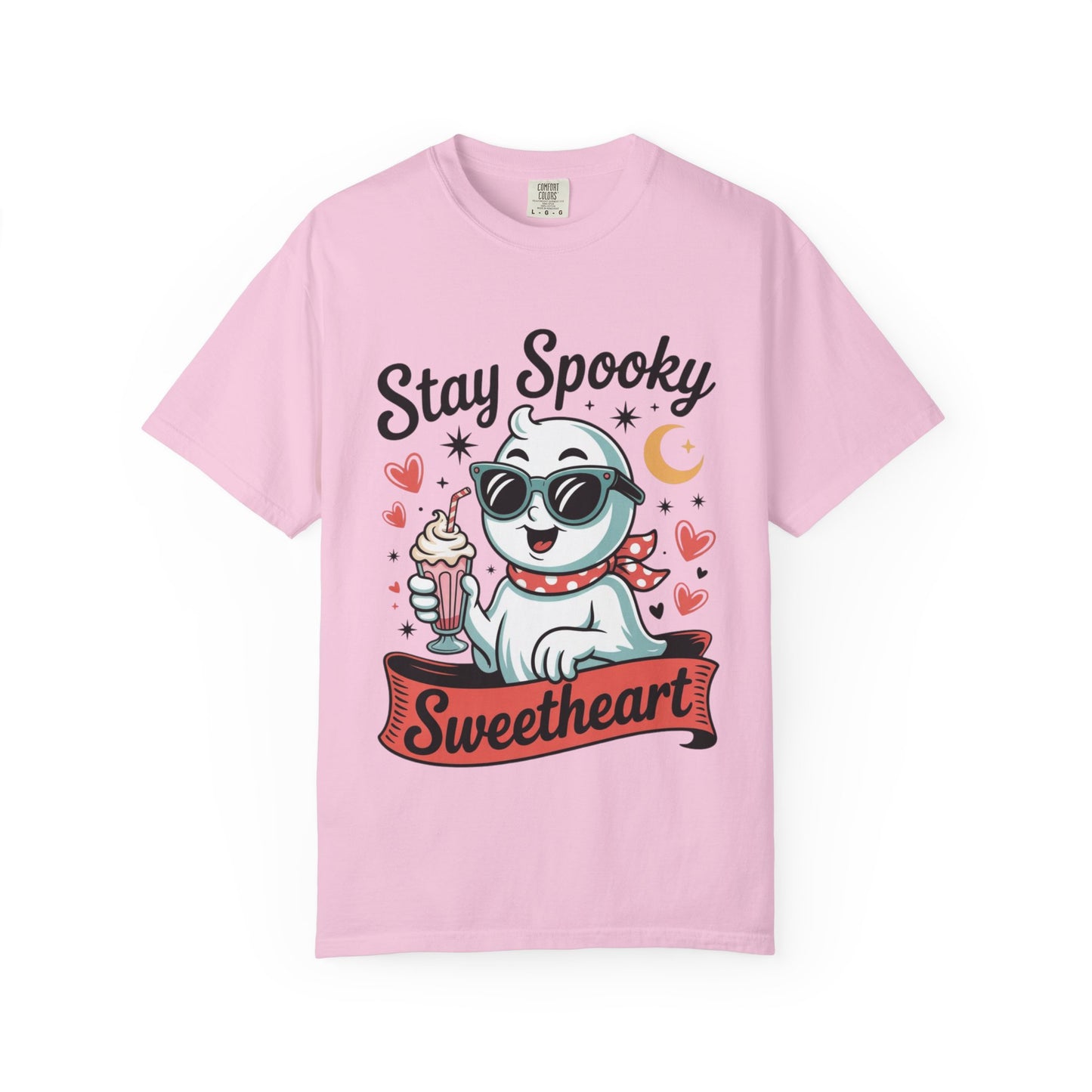 Stay Spooky Sweetheart Tee – Retro Ghost Milkshake Comfort Colors T-Shirt