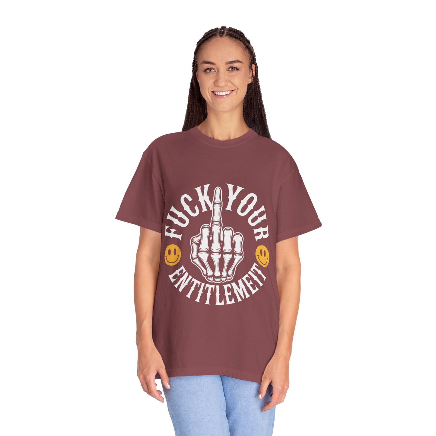 F*ck Your Entitlement Tee – Skeleton Middle Finger Comfort Colors T-Shirt