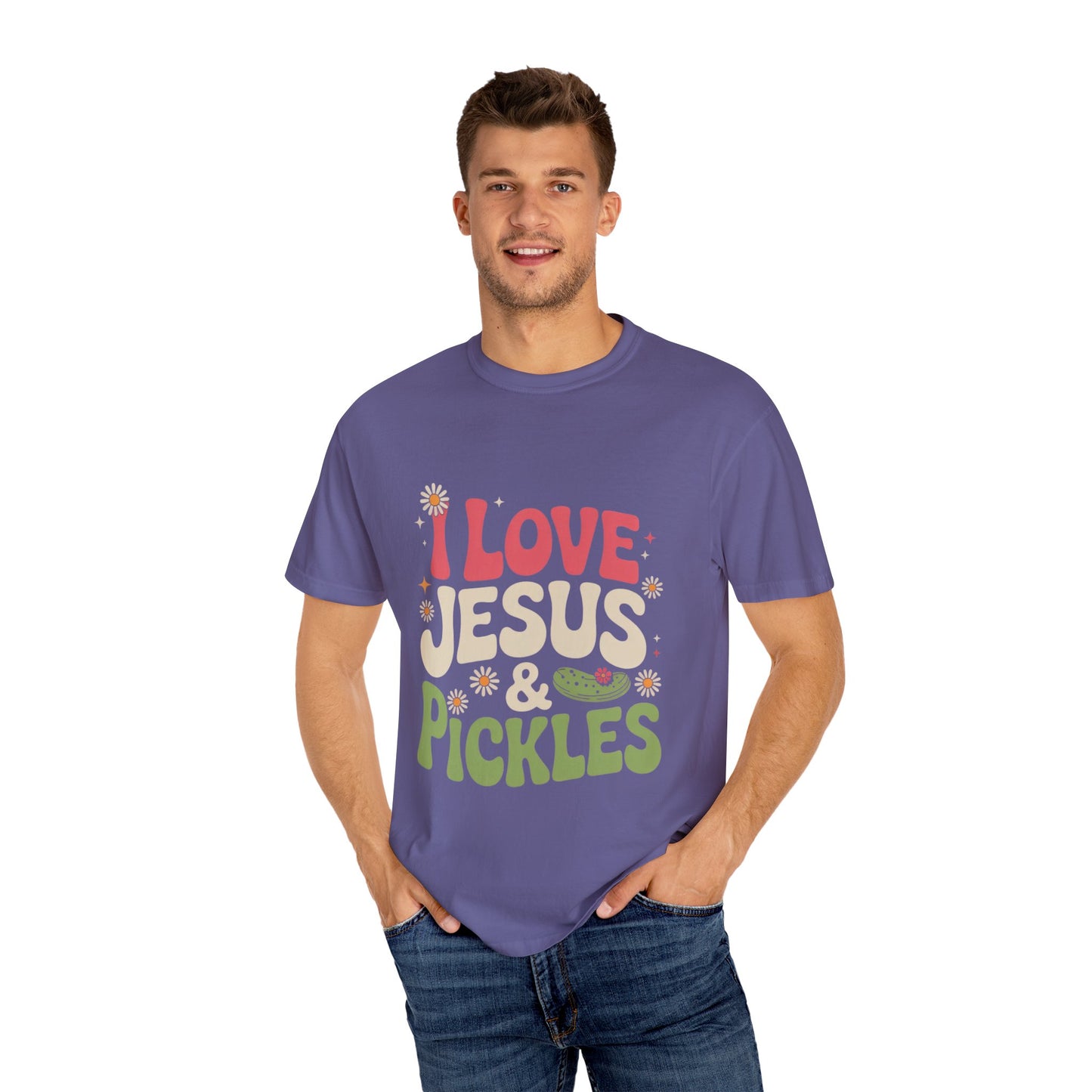 I Love Jesus & Pickles Tee – Faith Meets Flavor Comfort Colors T-Shirt