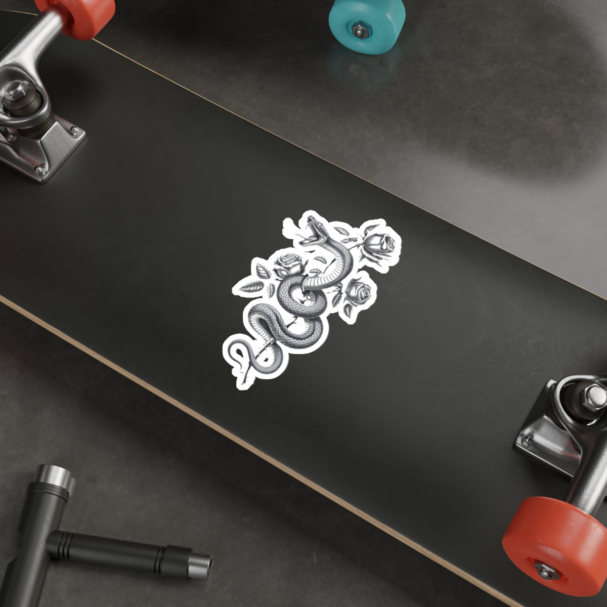 Snake and Rose Sticker – Die-Cut Vinyl Sticker