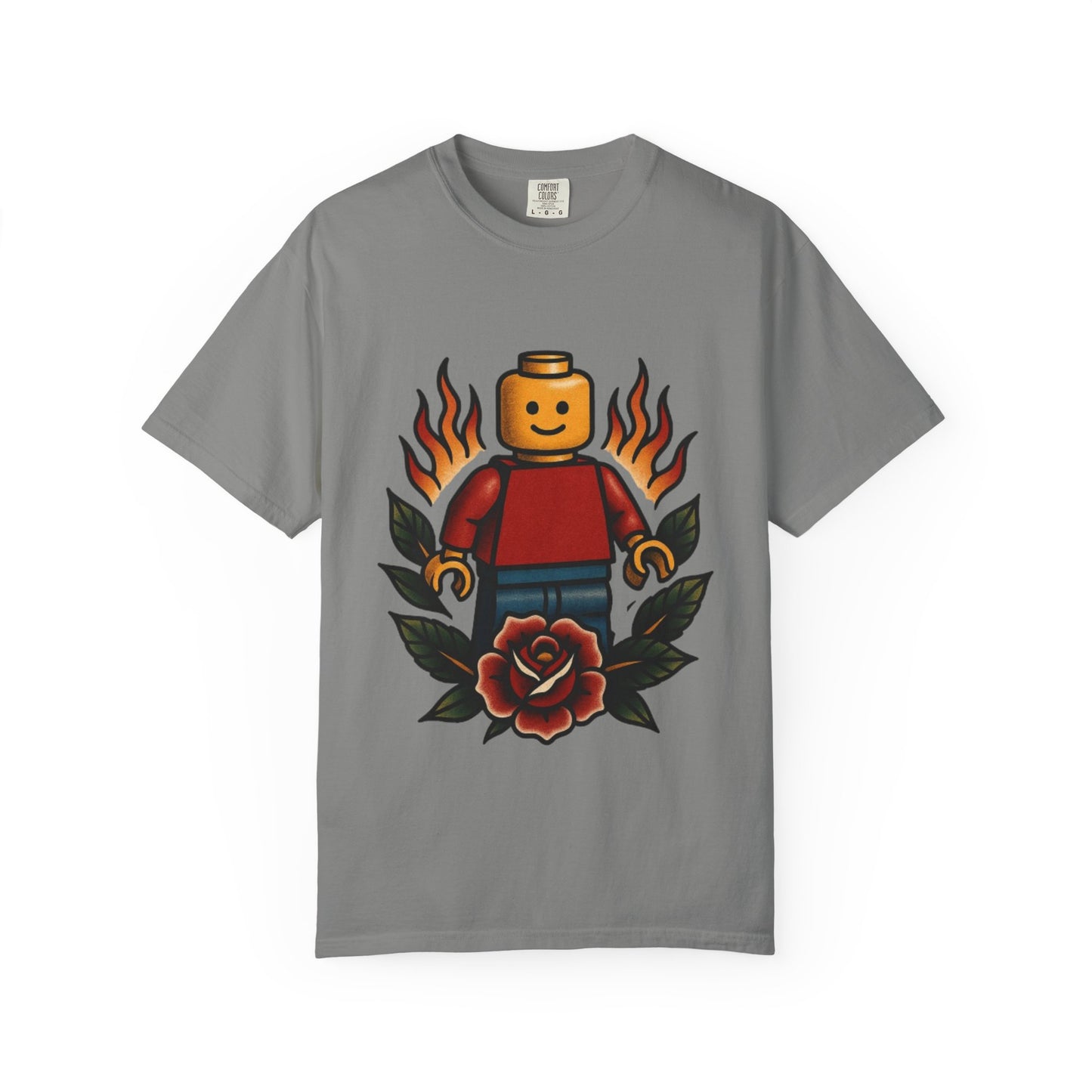 Lego Flame Rose Tattoo Tee – Comfort Colors Unisex Garment-Dyed T-Shirt