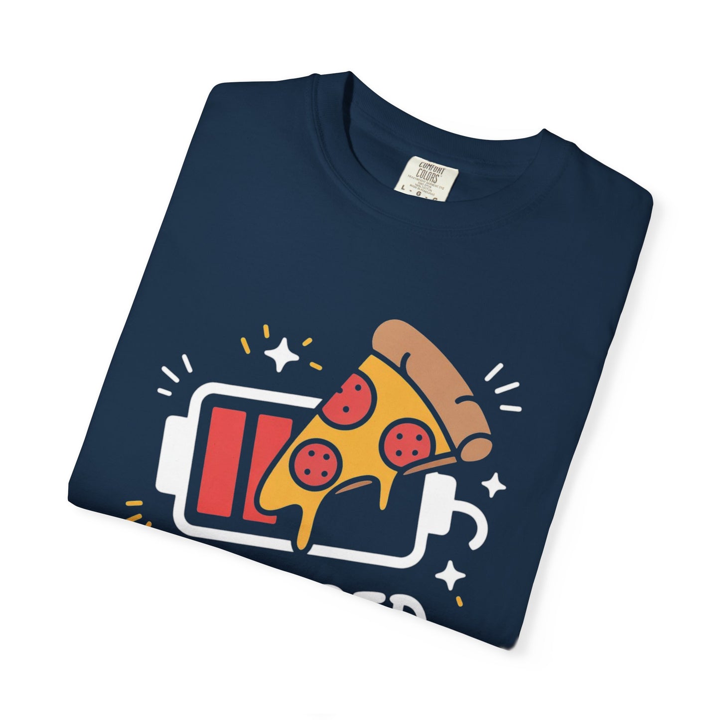 Comfort Colors Unisex Garment-Dyed T-Shirt | “Powered by Pizza” Funny Pizza Lover Graphic Tee
