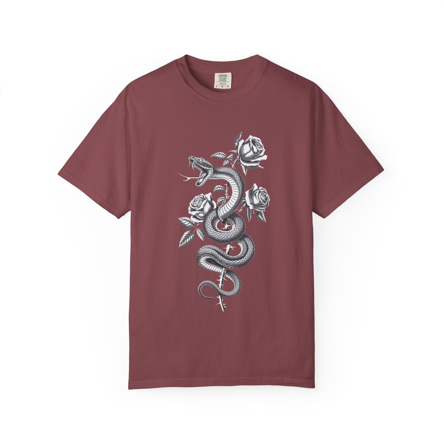 Snake and Rose Blackout Tee – Traditional Tattoo Art Shirt