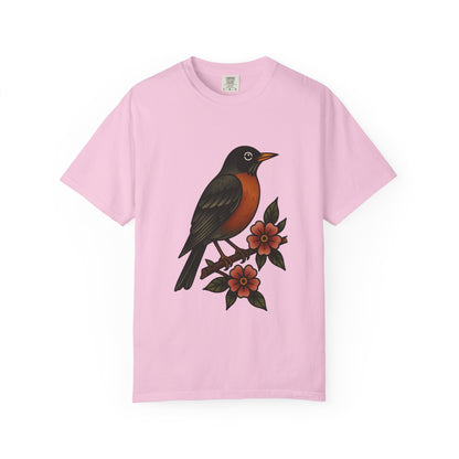 Robin & Wildflower Tattoo Tee – Comfort Colors Unisex Garment-Dyed T-Shirt