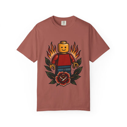 Lego Flame Rose Tattoo Tee – Comfort Colors Unisex Garment-Dyed T-Shirt