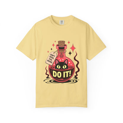 Evil Cat Potion Tee – Gothic Bottle Familiar Comfort Colors T-Shirt