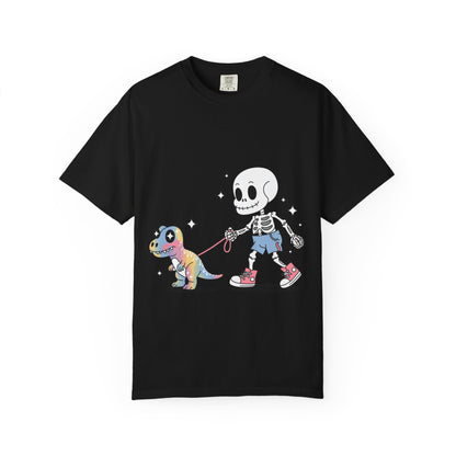 Dino Walk Tee – Skeleton Walking Rainbow Dinosaur Shirt
