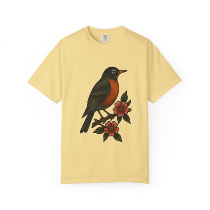 Robin & Wildflower Tattoo Tee – Comfort Colors Unisex Garment-Dyed T-Shirt